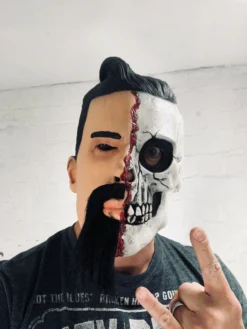 Rubber Johnnies Half Man Half Skull Mask. Horror Masks