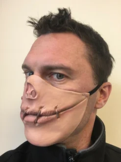 Rubber Johnnies Speak No Evil Stitched Mouth Half Mask.