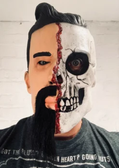 Rubber Johnnies Half Man Half Skull Mask. Horror Masks