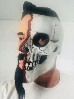 Rubber Johnnies Half Man Half Skull Mask. Horror Masks
