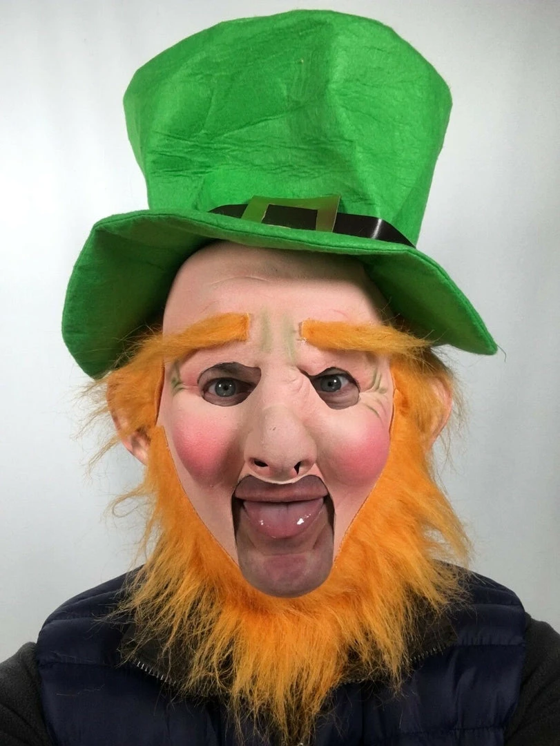Rubber Johnnies Leprechaun Open Mouth Mask With Hat. 5 Rubber Johnnies Leprechaun Open Mouth Mask With Hat.