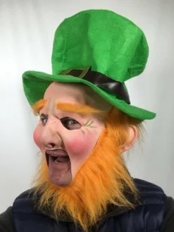 Rubber Johnnies Leprechaun Open Mouth Mask With Hat.