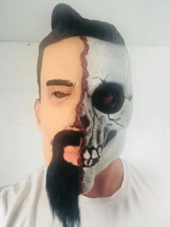 Rubber Johnnies Half Man Half Skull Mask. Horror Masks