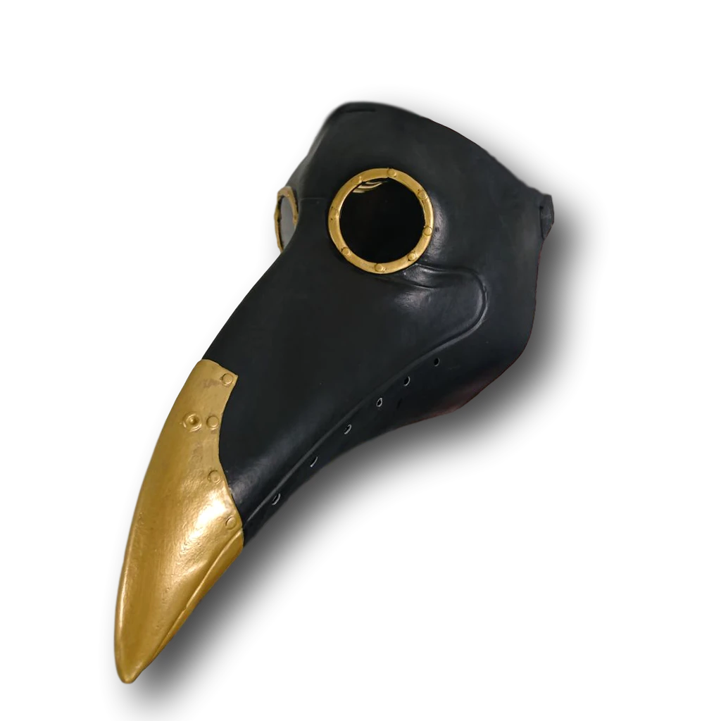 Rubber Johnnies Horror Masks Plague Doctor Mask - Black/Gold 4 Rubber Johnnies Horror Masks Plague Doctor Mask - Black/Gold
