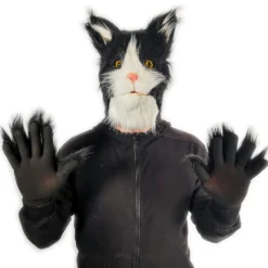 Rubber Johnnies Furry Black & White Cat Mask Animal Masks
