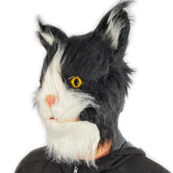 Rubber Johnnies Furry Black & White Cat Mask Animal Masks