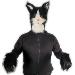 Rubber Johnnies Furry Black & White Cat Mask Animal Masks
