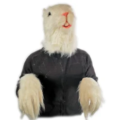 Rubber Johnnies Furry White Rat Gerbil Mask With Matching Gloves