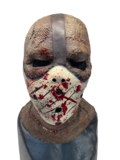 Rubber Johnnies Scarecrow Mask 'Corn Creeper' Latex Burlap With Attached Hockey Mask Horror Masks
