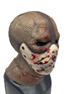 Rubber Johnnies Scarecrow Mask 'Corn Creeper' Latex Burlap With Attached Hockey Mask Horror Masks