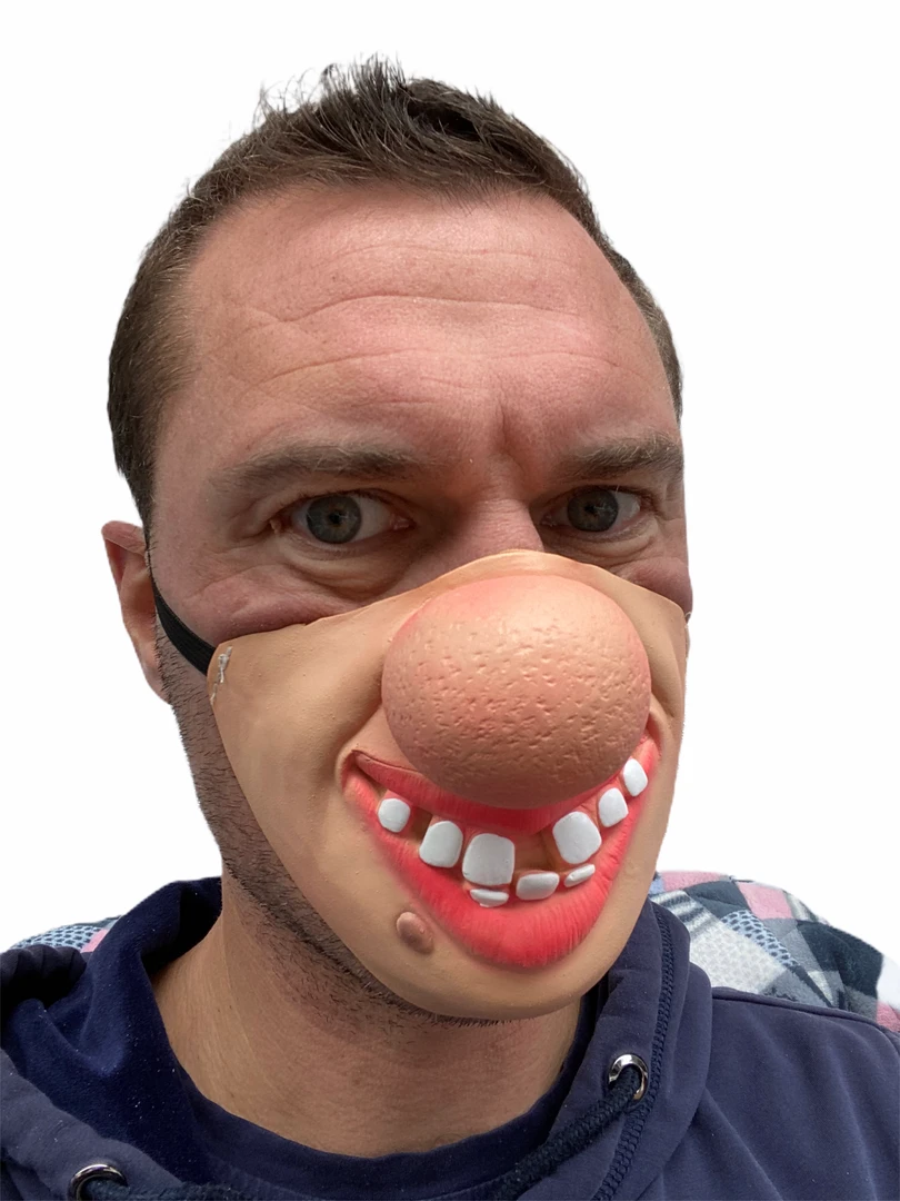 Rubber Johnnies Half Face Masks Big Nose Clown Half Face Mask 6 Rubber Johnnies Half Face Masks Big Nose Clown Half Face Mask