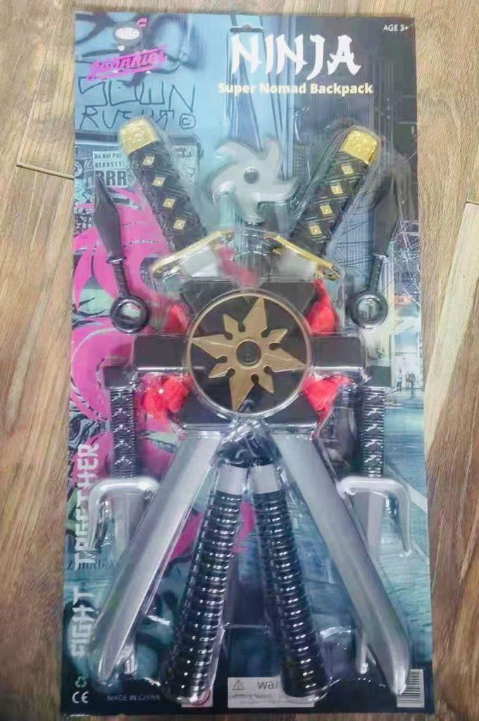 Rubber Johnnies Movie Props Kids Ninja Sword Backpack Toy Set 5 Rubber Johnnies Movie Props Kids Ninja Sword Backpack Toy Set