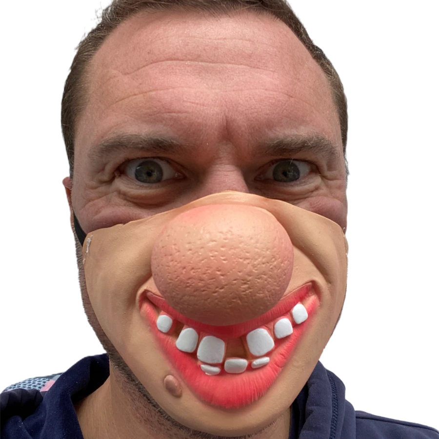 Rubber Johnnies Half Face Masks Big Nose Clown Half Face Mask 3 Rubber Johnnies Half Face Masks Big Nose Clown Half Face Mask