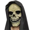 Rubber Johnnies Skull Mask With Attached Black Hood Horror Masks