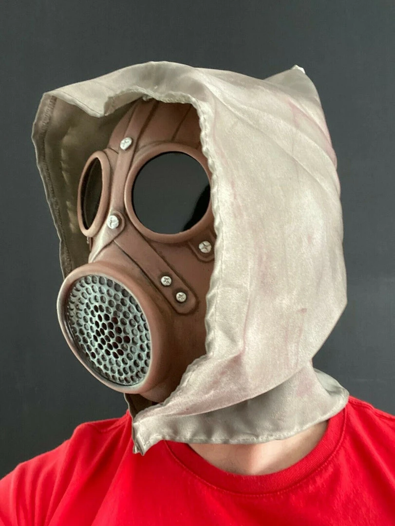 Rubber Johnnies Horror Masks Gas Mask With Goggles & Hood 6 Rubber Johnnies Horror Masks Gas Mask With Goggles & Hood