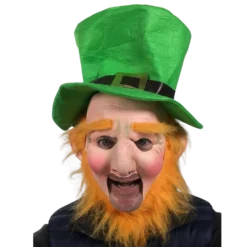 Rubber Johnnies Leprechaun Open Mouth Mask With Hat.