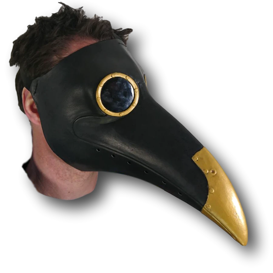 Rubber Johnnies Horror Masks Plague Doctor Mask - Black/Gold 3 Rubber Johnnies Horror Masks Plague Doctor Mask - Black/Gold