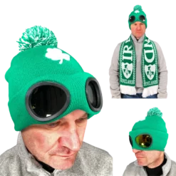 Rubber Johnnies St Patricks Day St Patrick`s Day Ireland Green Beanie Goggle Hat