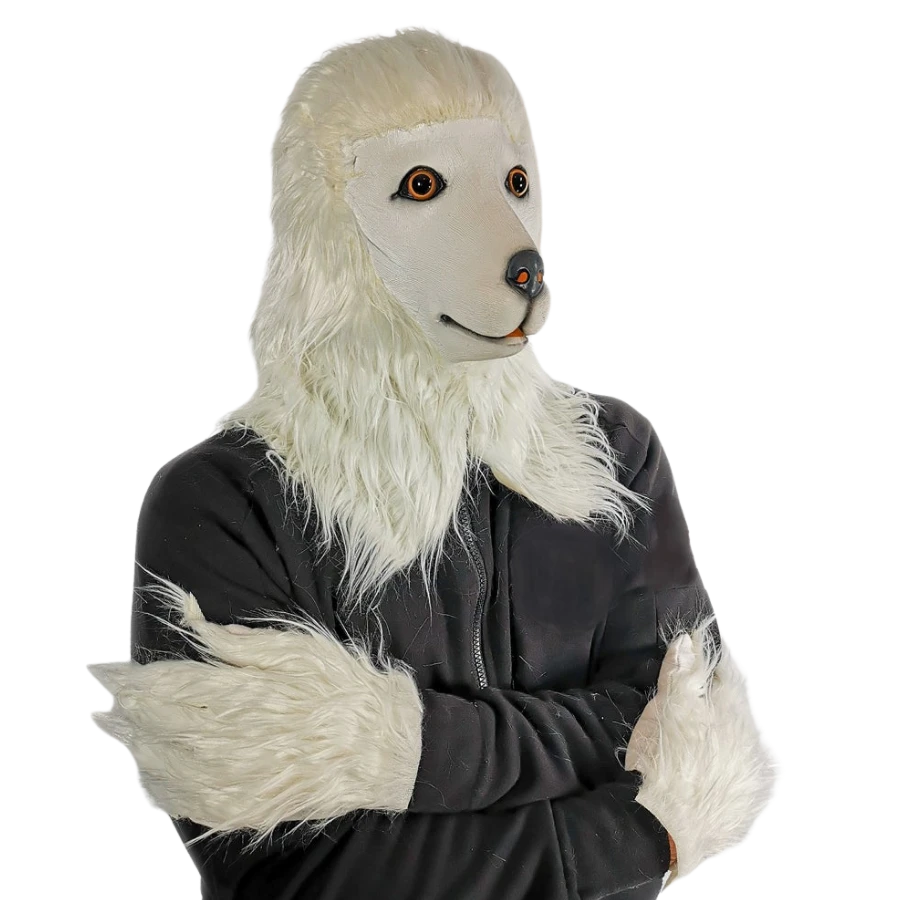 Rubber Johnnies White Poodle Mask With Gloves (Fursuit) Animal Masks 3 Rubber Johnnies White Poodle Mask With Gloves (Fursuit) Animal Masks